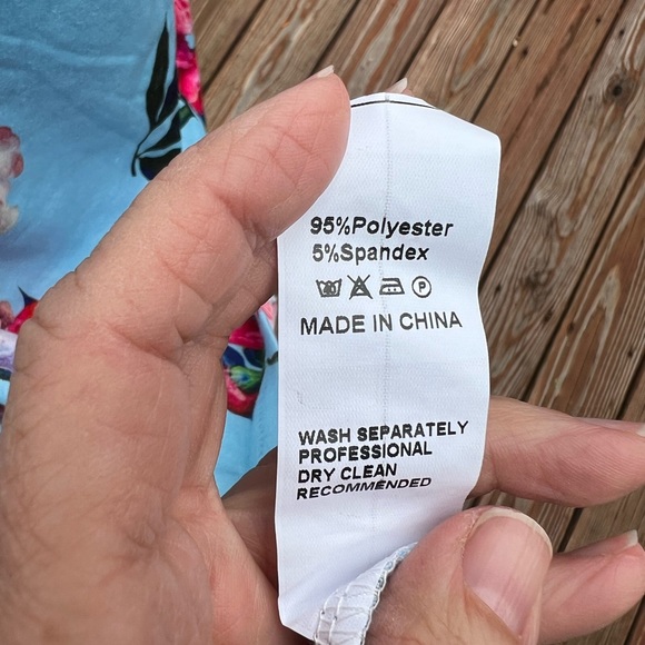 NEW PLUS SIZE Camisa floral dress. Cheerful light blue w/peonies. - Picture 4 of 12